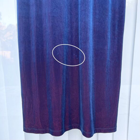 Vintage Molly Malloy Blue Cross Velvet Dress Size 6 Pink Iridescent Short Sleeve - Picture 11 of 12